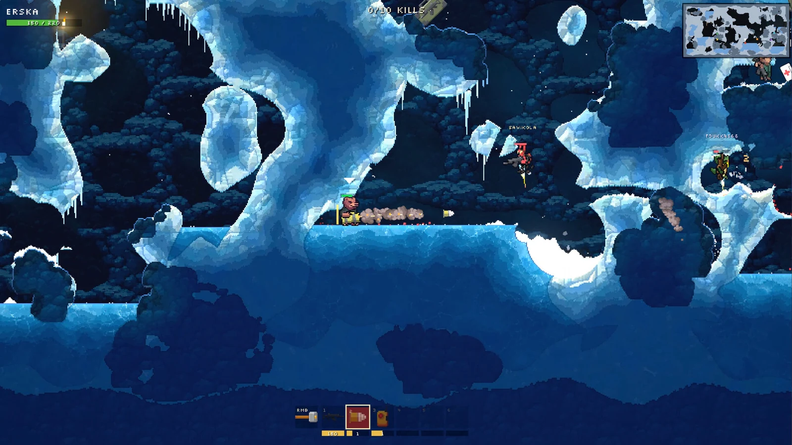 A frozen Permafrost cavern flooded with meltwater