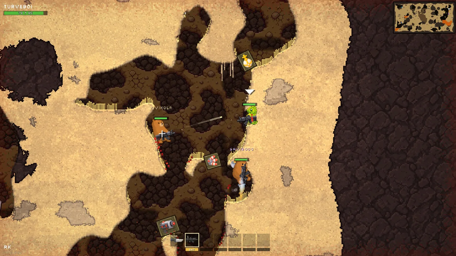 A DIRTNAP multiplayer fight through tunnels in the Dunes theme